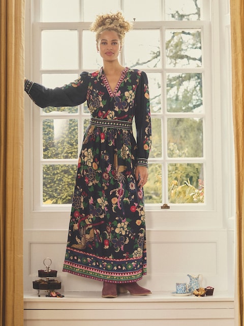 Joules Cressida Navy Placement Floral Maxi Dress