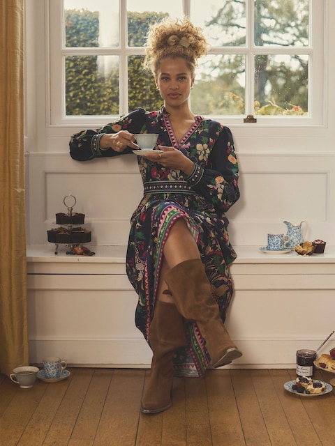 Joules Cressida Navy Placement Floral Maxi Dress