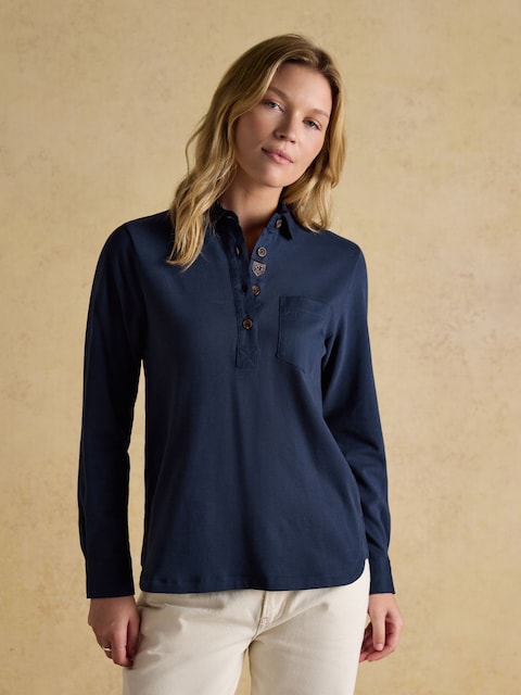 Joules Delaney Navy Long Sleeve Jersey Deckshirt