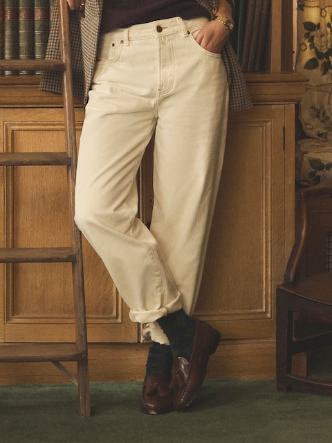 Joules Ecru Relaxed Fit Mid Rise Jeans