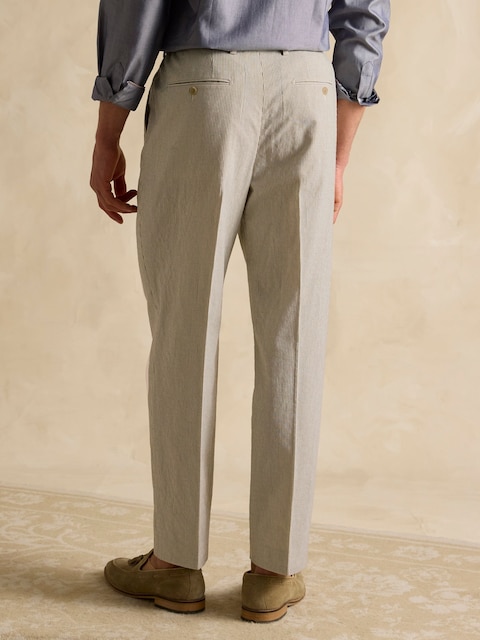 Joules Ecru White Slim Fit Stripe Suit Trousers