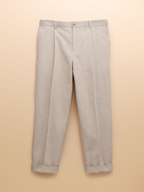 joules Ecru White Slim Fit Stripe Suit Trousers