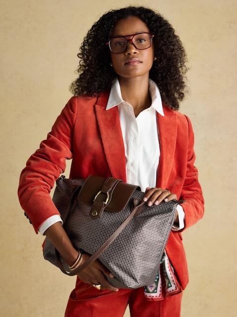 Joules Edie Brown Check Shopper Bag