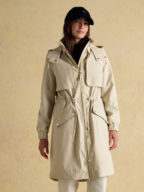 Joules Elbridge Neutral Waterproof Coat With Hood