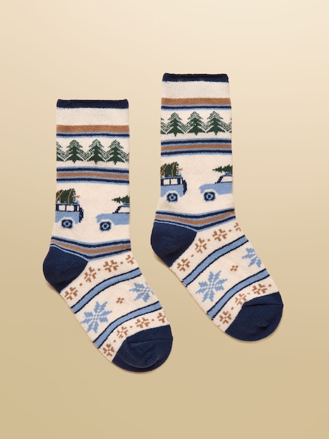 Joules Ellis Navy Fairisle Cosy Socks
