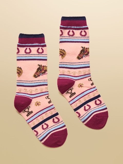 Joules Ellis Pink Fairisle Cosy Socks