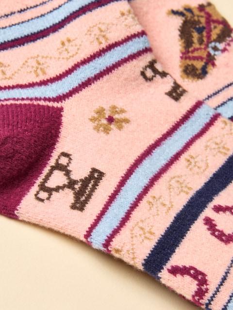 joules Ellis Pink Fairisle Cosy Socks