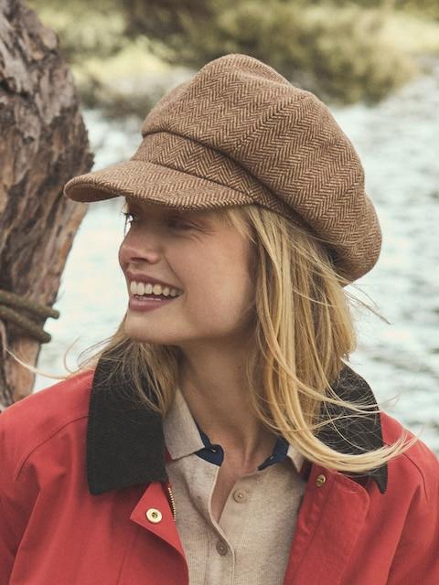 Joules Elvaston Tan Brown Tweed Baker Boy Hat