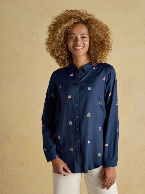 Joules Elvina 4x4 Navy Relaxed Fit Shirt