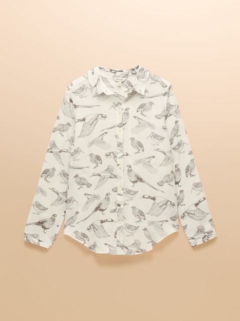 joules Elvina Bird print White Relaxed Fit Shirt