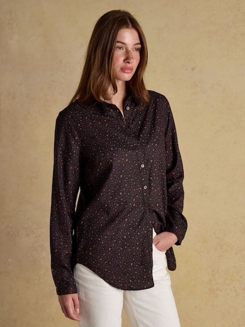 Joules Elvina Brown Leopard Relaxed Fit Shirt