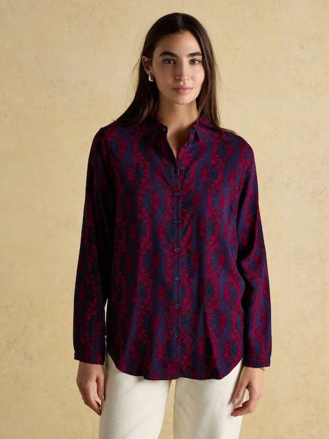 Joules Elvina Burgundy Printed Relaxed Fit Shirt