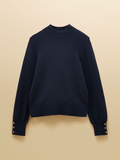 joules Enid Navy Cotton-Rich High Neck Jumper