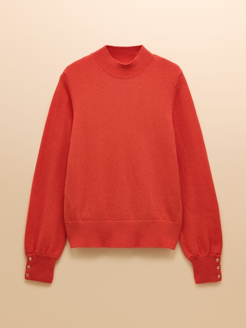 joules Enid Orange Cotton-Rich High Neck Jumper