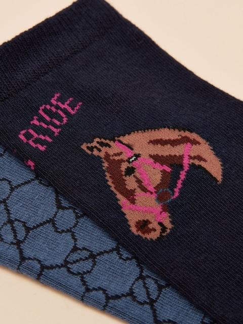 Joules Everyday Navy 2 Pack Cotton Blend Socks