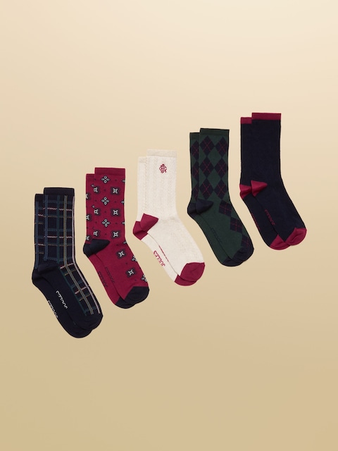 Joules Everyday Navy Heritage 5 Pack Ankle Socks