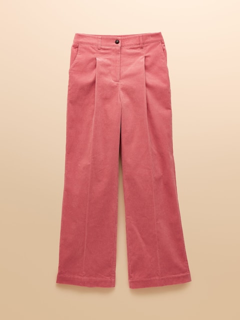 joules Fernhill Pink Cord Wide Leg Pleated Trouser