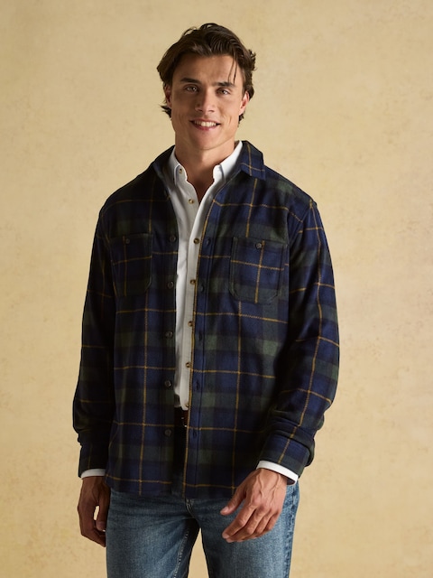 Joules Fleece Navy Check Shirt