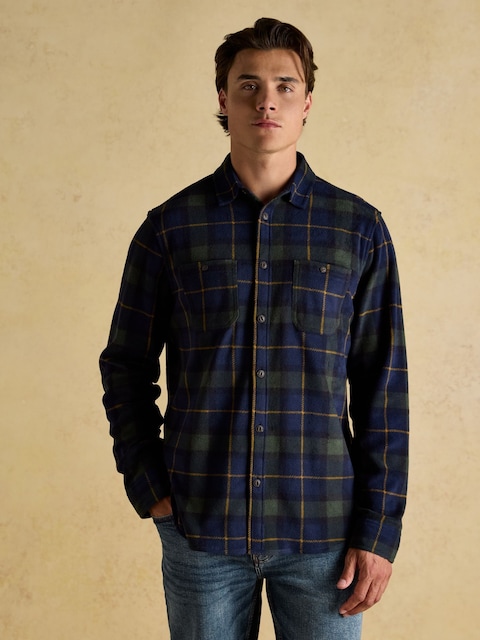Joules Fleece Navy Check Shirt