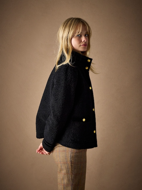 Joules Fleur Black Fleece Jacket