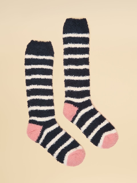Joules Fluffy Navy Stripe Fluffy Socks