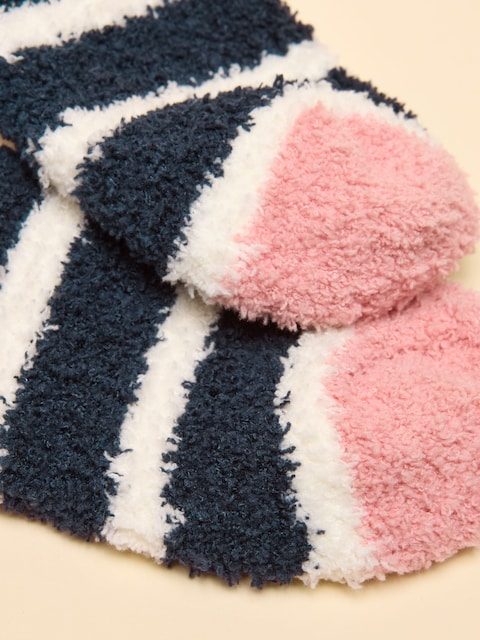 joules Fluffy Navy Stripe Fluffy Socks