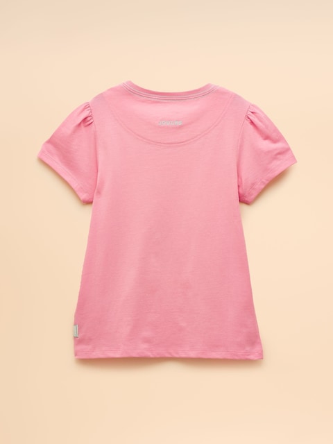 Joules Girls' Astra Pink Applique Cotton T-Shirt