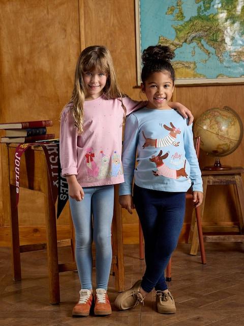 Joules Girls' Ava Pink Dog Print Long Sleeve Top