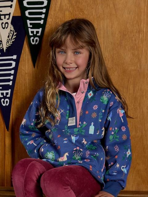 Joules Girls' Burnham Navy Funnel Neck Sweatshirt