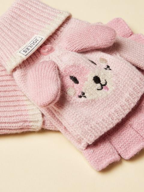 joules Girls' Carey Pink Character Gloves