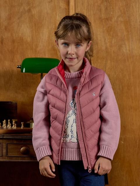 Joules Girls' Crofton Pink Showerproof Padded Gilet