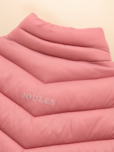 joules Girls' Crofton Pink Showerproof Padded Gilet