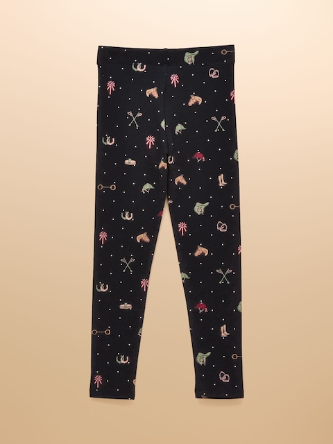 Joules Girls' Deedee Navy Horse Jersey Leggings