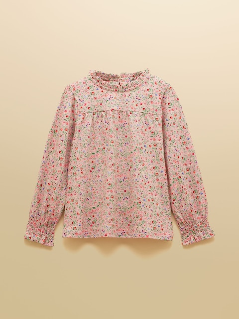 Joules Girls' Flutter Pink Ditsy Long Sleeve Top