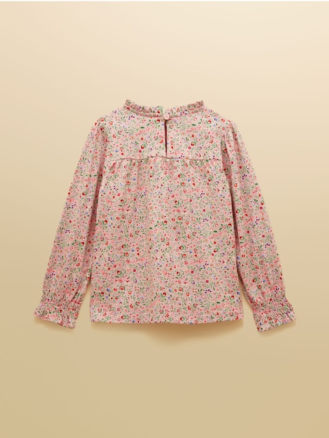 Joules Girls' Flutter Pink Ditsy Long Sleeve Top