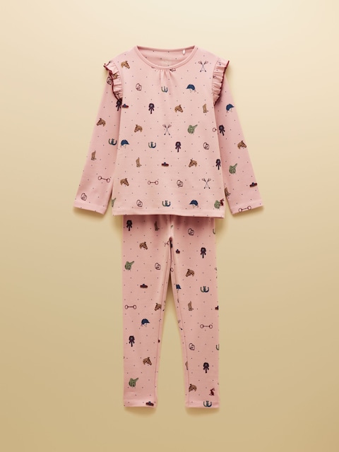 Joules Girls' Kipwell Pink Long Sleeve Pyjama Set