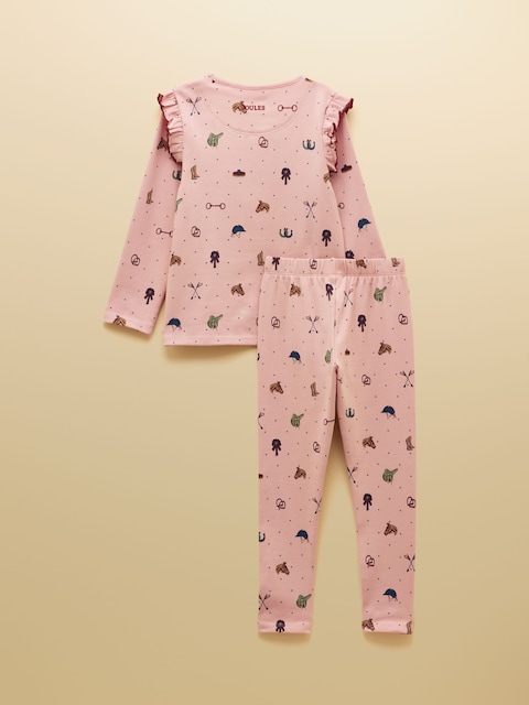 Joules Girls' Kipwell Pink Long Sleeve Pyjama Set