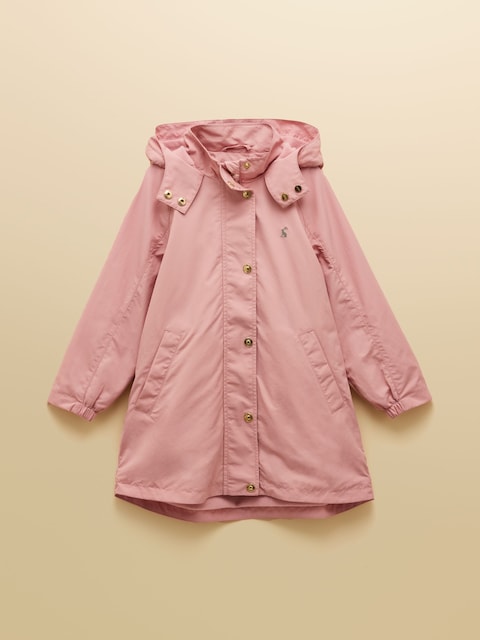 Joules Girls' Meadow Pink Longline Showerproof Coat
