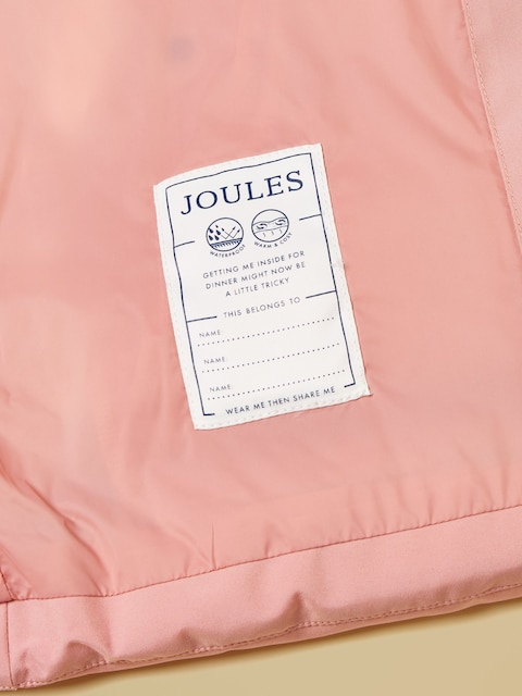joules Girls' Padwell Pink Waterproof Padded Coat