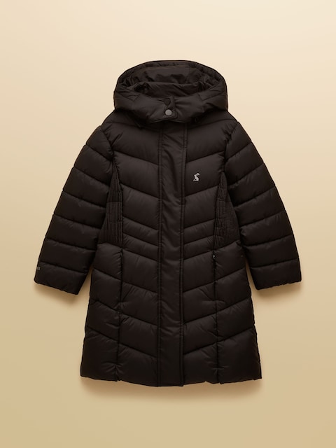 Joules Girls' Pembury Black Showerproof Padded Coat