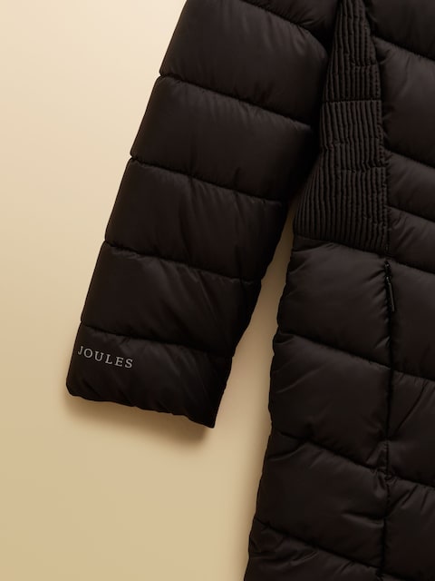joules Girls' Pembury Black Showerproof Padded Coat