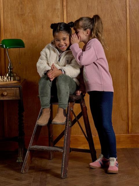 Joules Girls' Pink Cockapoo Dog Knitted Jumper