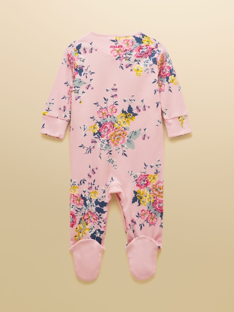 Joules Girls' Razamataz Pink Floral Cotton Babygrow