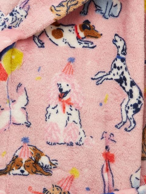 joules Girls' Snug Pink Dogs Dressing Gown