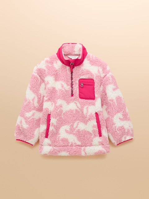 Joules Girls' Tilly Pink Quarter Zip Fleece