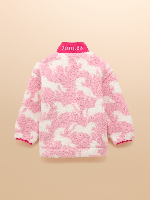 Joules Girls' Tilly Pink Quarter Zip Fleece