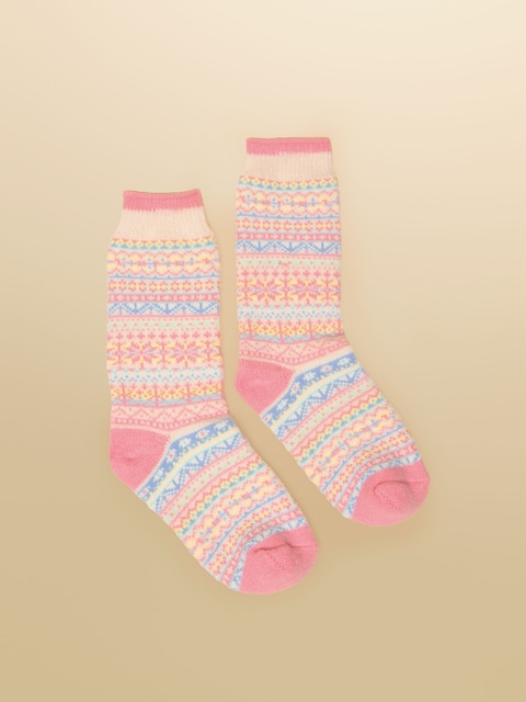 Joules Girls' Wader Cream Fair Isle Welly Socks