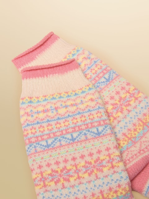 Joules Girls' Wader Cream Fair Isle Welly Socks