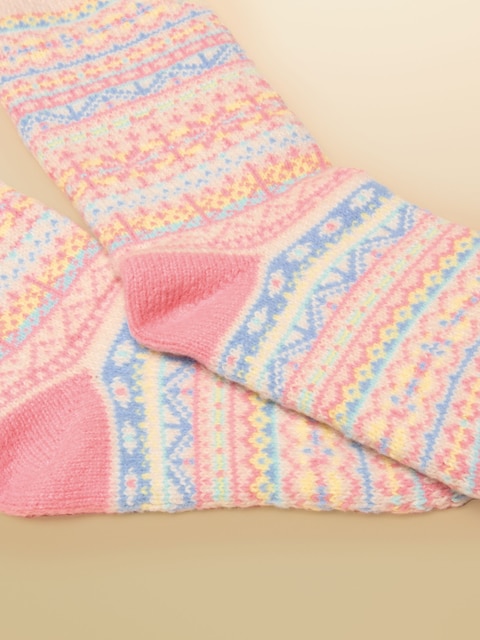 joules Girls' Wader Cream Fair Isle Welly Socks