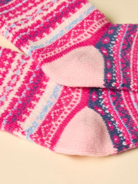 joules Girls' Wader Pink Fair Isle Welly Socks